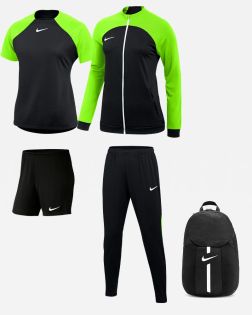 Set Nike Academy Pro Donna. Camicia + pantaloncini + giacca + pantaloni della tuta + zaino. Confezione da 5 pezzi Set di prodotti per donne