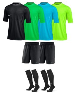 Ensemble Nike Arbitre FFF pour Homme. 4 Maillots manches courtes + 2 Shorts + 2 Chaussettes. Pack 4 pièces