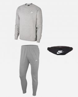 Ensemble Nike Sportswear pour Homme. Sweat-Shirt + Pantalon de survêtement + Sac banane. Pack 3 pièces
