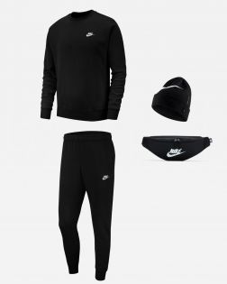Pack Nike Sportswear (4 pièces) | Sweat-Shirt + Pantalon de survetêment + Bonnet + Sac banane | 