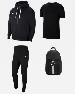 Conjunto Nike Team Club 20 para Hombre. Sudadera con capucha y cremallera + Pantalón de chándal + Camiseta + Mochila. Oferta de 4